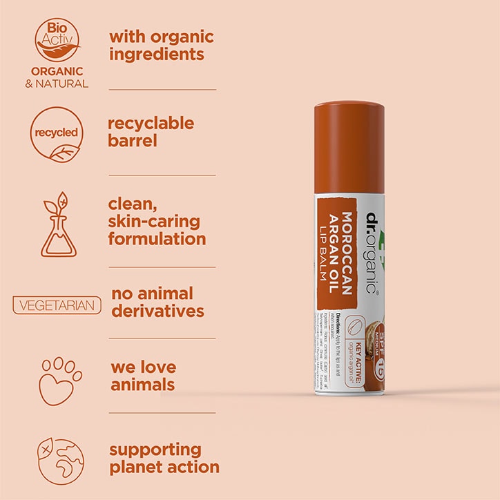 Dr Organic Moroccan Argan Oil Lip Balm SPF 15 5.7ml